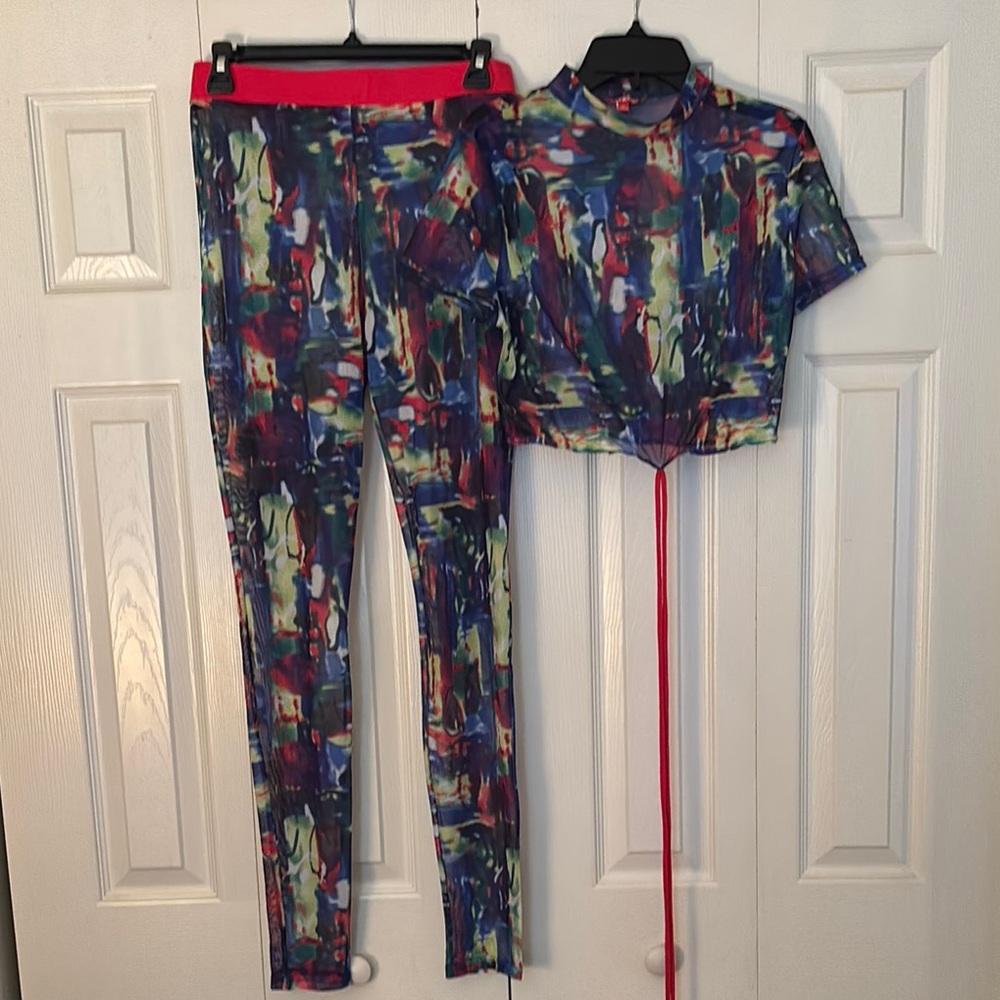 Love Blue and Red Artistic Two-Piece Set